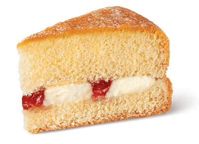 sponge cake filled with cream and strawberries