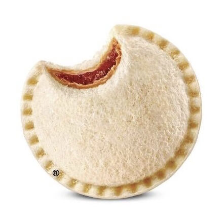 a smuckers uncrustable, with one bite taken out