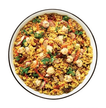 a plate filled with moroccan couscous